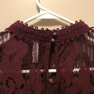 Burgundy Lace Blouse